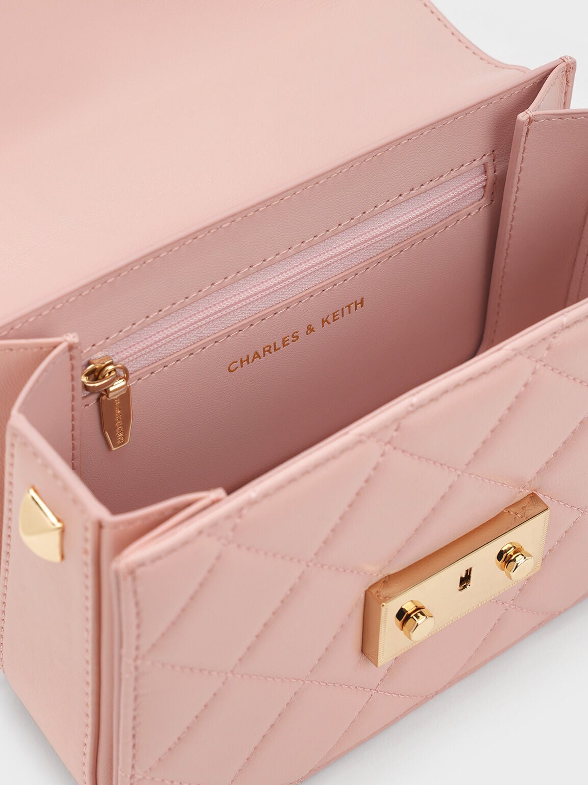 CHARLES & KEITH Signature / Alva Quilted Chain-Handle Bag - Light Pink
