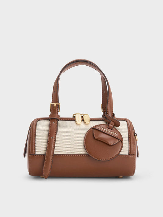 CHARLES & KEITH Recommended / Enola Canvas Bowling Bag - Chocolate