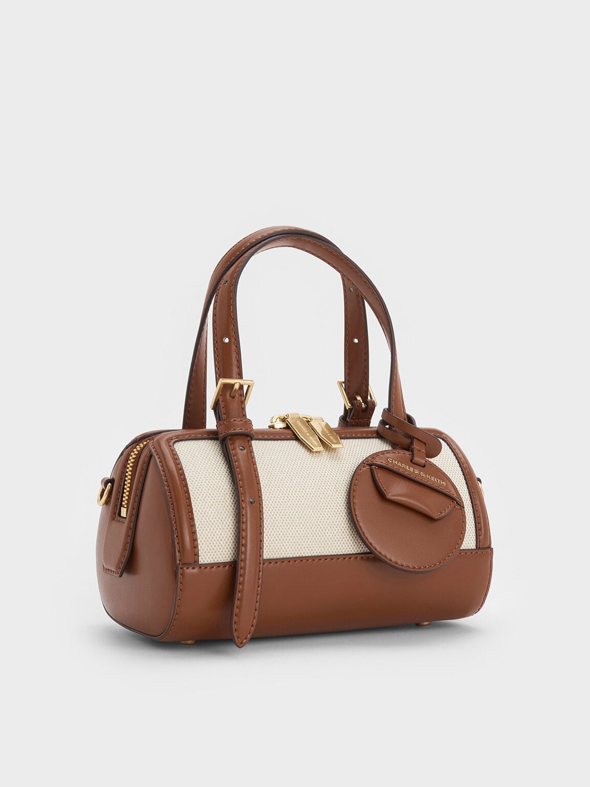 CHARLES & KEITH Recommended / Enola Canvas Bowling Bag - Chocolate