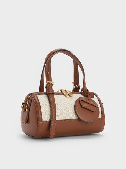 CHARLES & KEITH Recommended / Enola Canvas Bowling Bag - Chocolate
