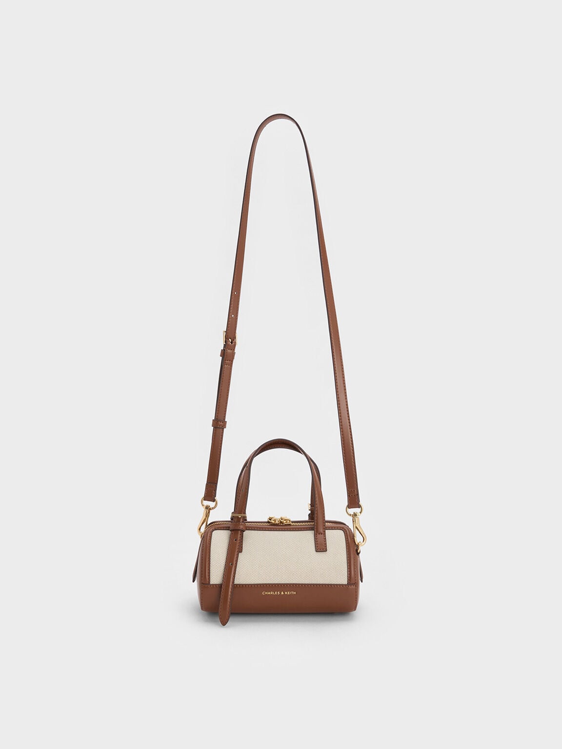 CHARLES & KEITH Recommended / Enola Canvas Bowling Bag - Chocolate