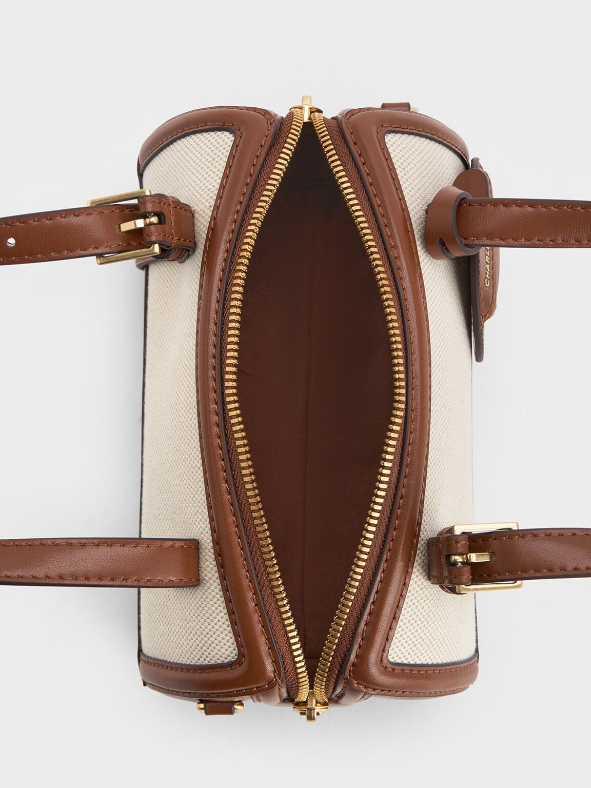 CHARLES & KEITH Recommended / Enola Canvas Bowling Bag - Chocolate