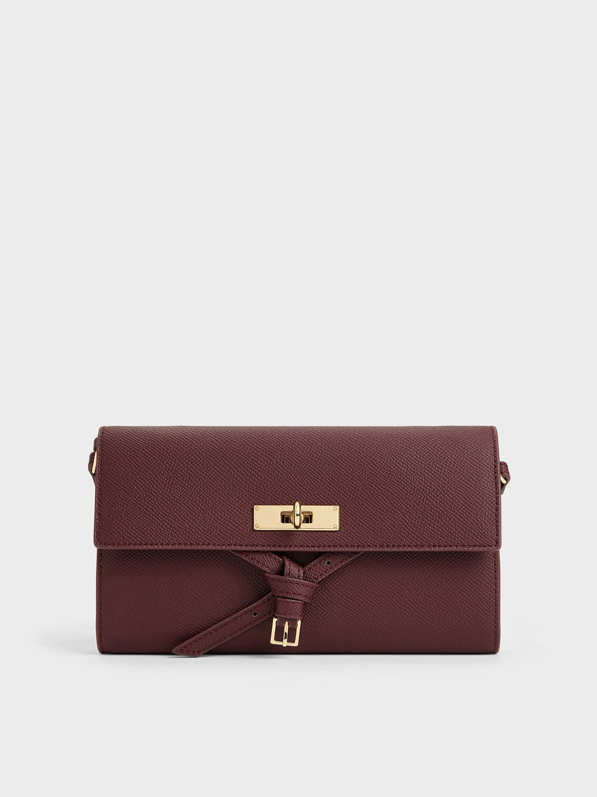 CHARLES & KEITH New / Tricha Knotted-Belt Crossbody Bag - Wineberry Red