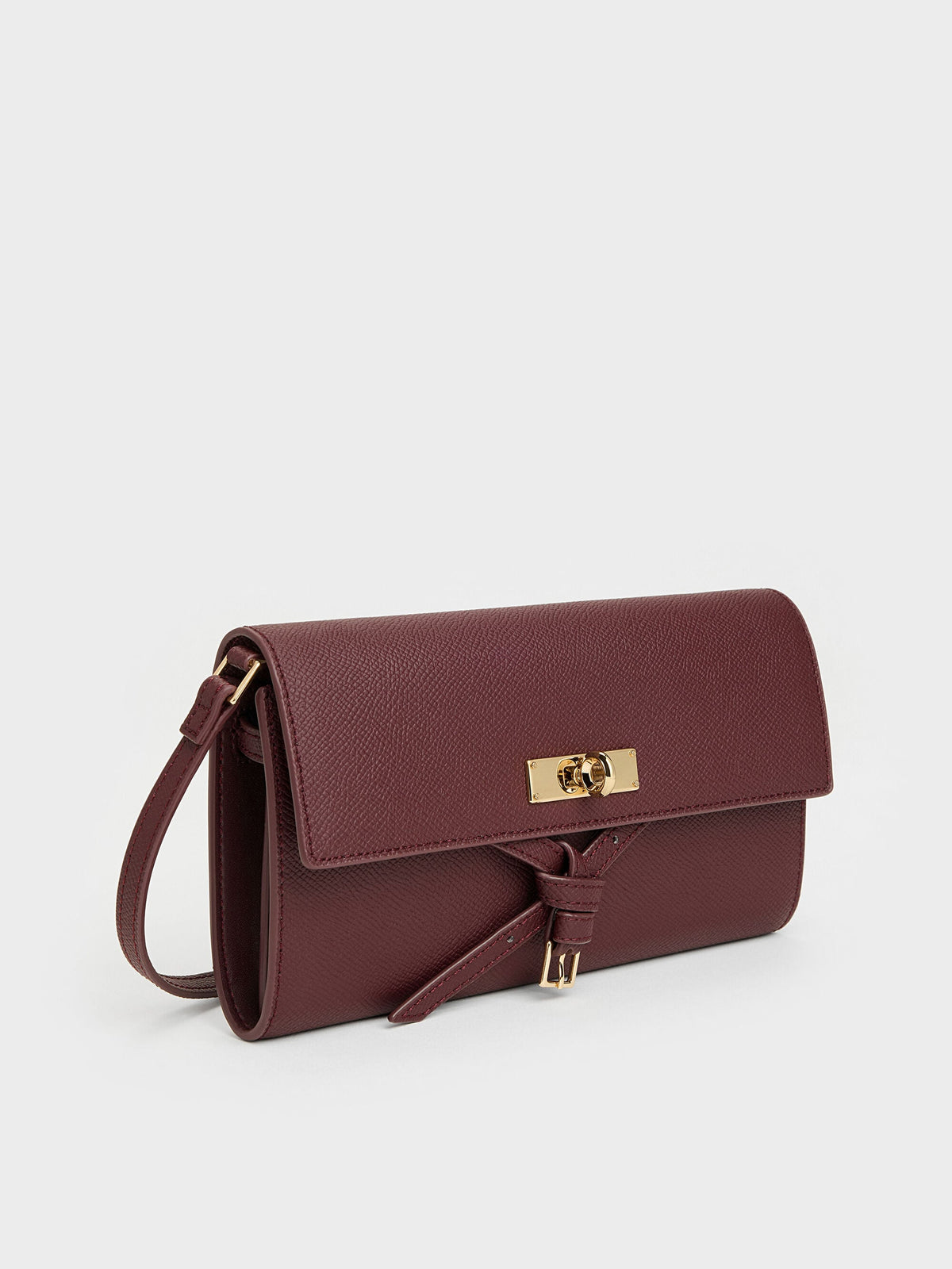 CHARLES & KEITH New / Tricha Knotted-Belt Crossbody Bag - Wineberry Red