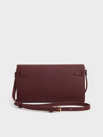 CHARLES & KEITH New / Tricha Knotted-Belt Crossbody Bag - Wineberry Red
