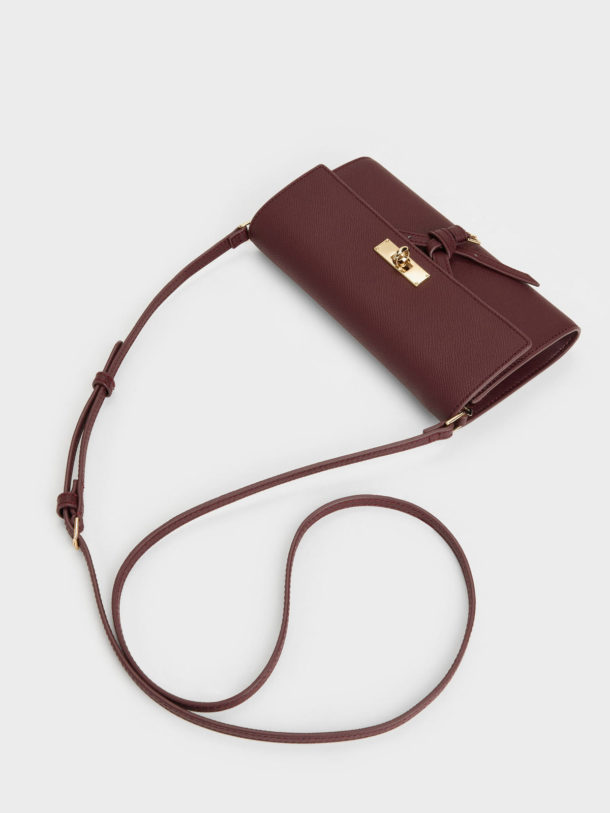 CHARLES & KEITH New / Tricha Knotted-Belt Crossbody Bag - Wineberry Red