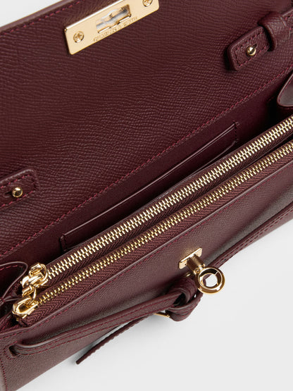CHARLES & KEITH New / Tricha Knotted-Belt Crossbody Bag - Wineberry Red