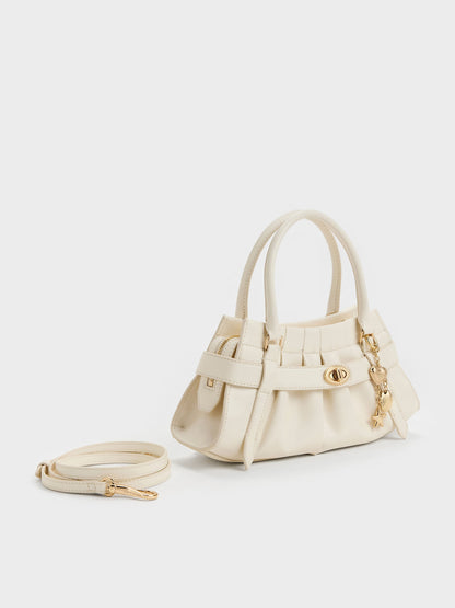 CHARLES & KEITH Great Value / Isolde Belted Ruched Crossbody Bag - Cream