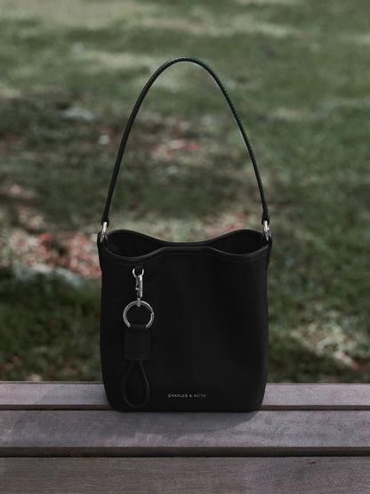 CHARLES & KEITH New / Levy Nylon Bucket Bag - Noir