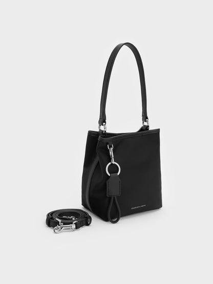 CHARLES & KEITH New / Levy Nylon Bucket Bag - Noir