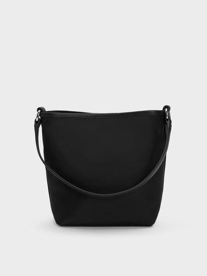 CHARLES & KEITH New / Levy Nylon Bucket Bag - Noir