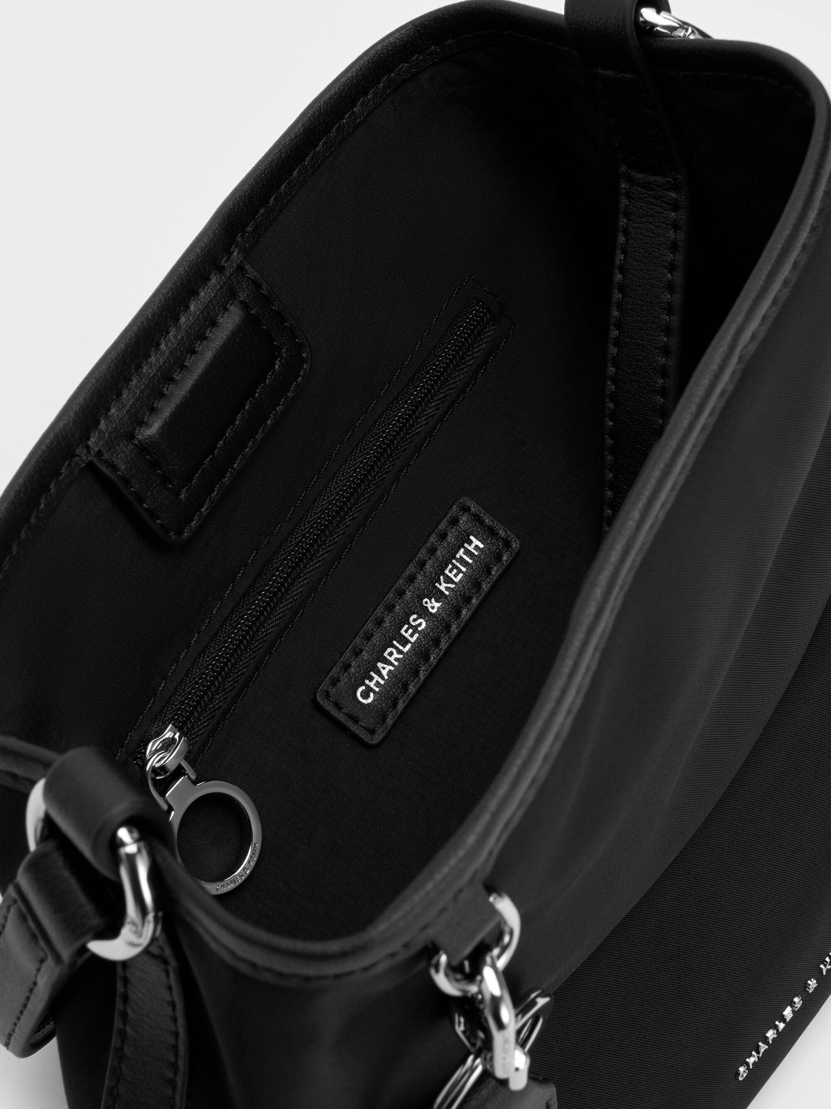 CHARLES & KEITH New / Levy Nylon Bucket Bag - Noir