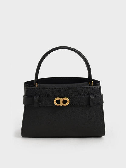 CHARLES & KEITH Smart Buy / Aubrielle Belted Top Handle Bag - Black