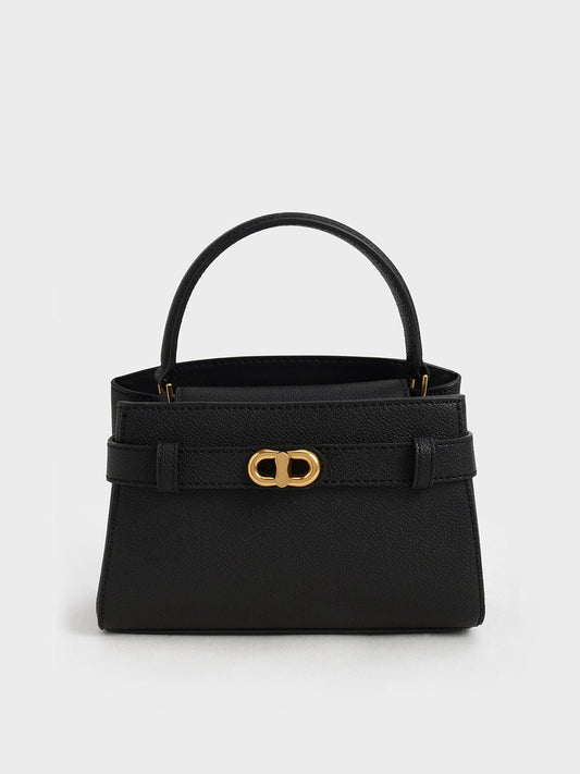 CHARLES & KEITH Smart Buy / Aubrielle Belted Top Handle Bag - Black