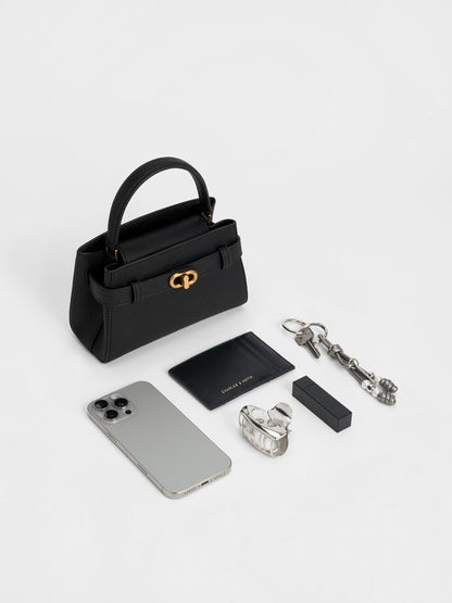 CHARLES & KEITH Smart Buy / Aubrielle Belted Top Handle Bag - Black