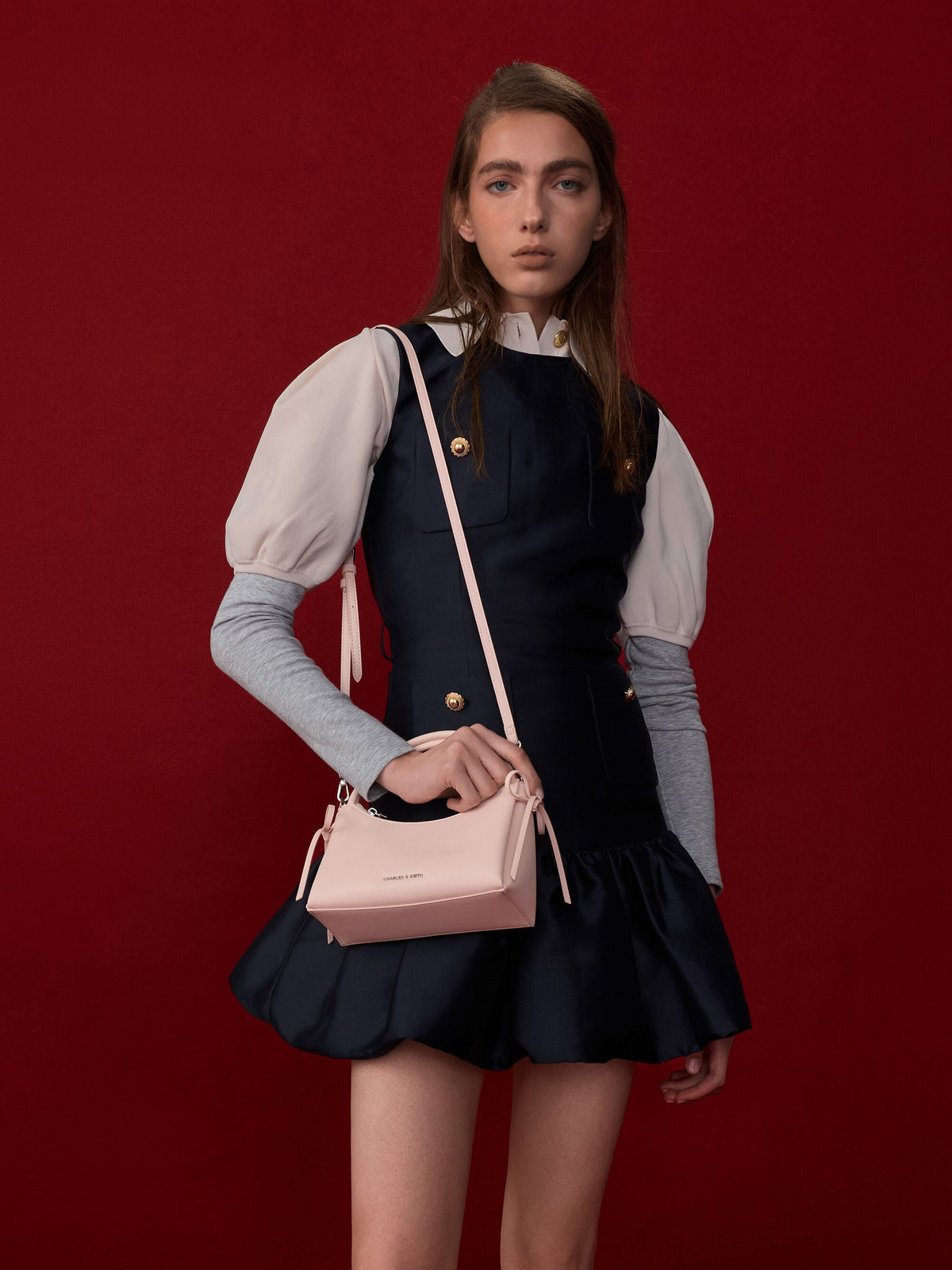 CHARLES & KEITH Exclusive / Hazel Bow Top Handle Bag - Soft Pink