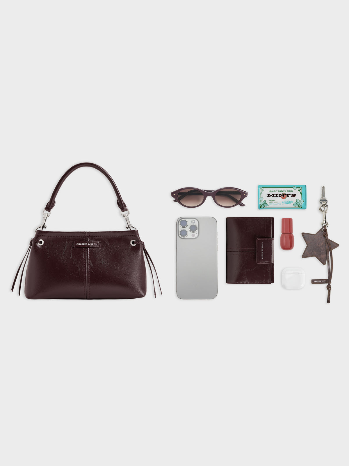 CHARLES & KEITH Deals / Noane Top Handle Bag - Wineberry Red