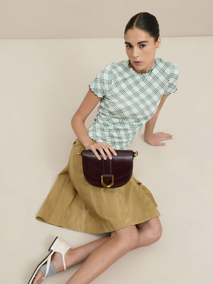 CHARLES & KEITH Recommended / Gabine Leather Saddle Bag - Plum