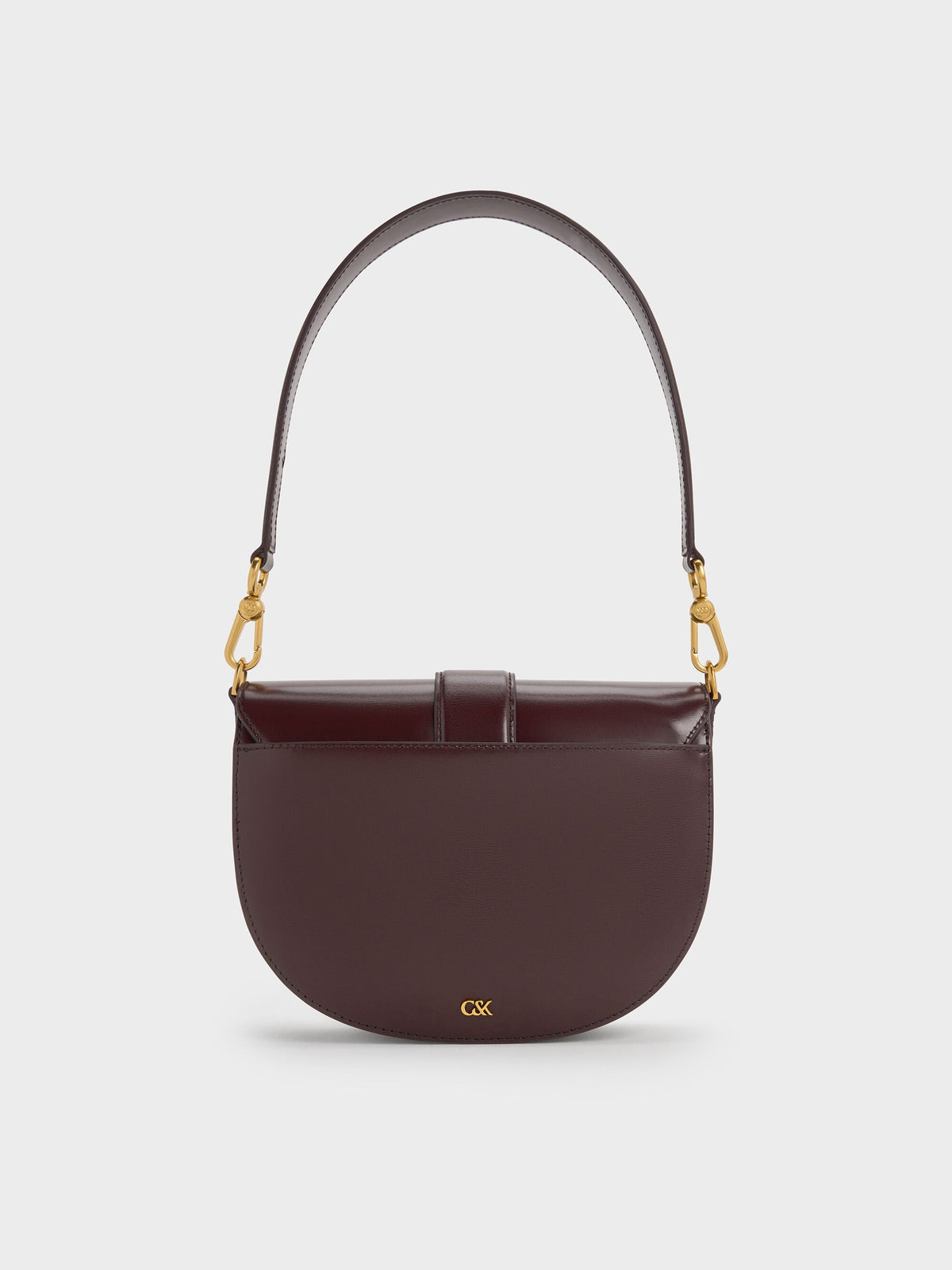 CHARLES & KEITH Recommended / Gabine Leather Saddle Bag - Plum