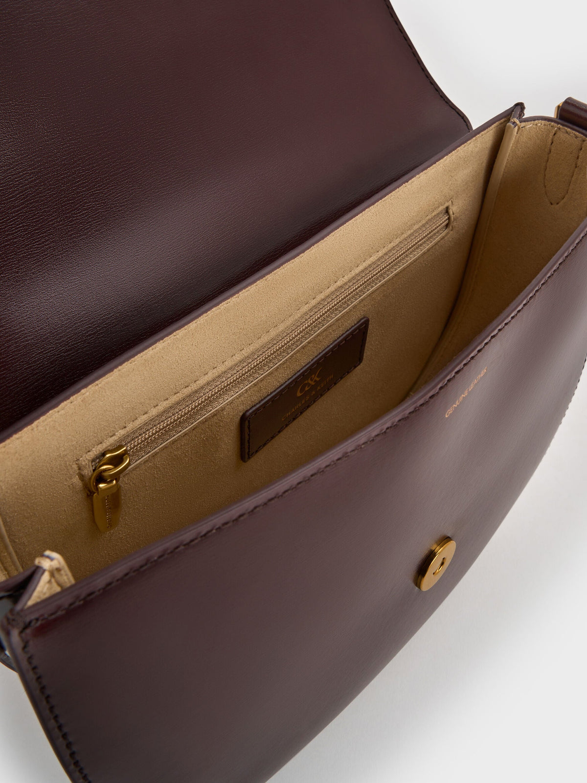 CHARLES & KEITH Recommended / Gabine Leather Saddle Bag - Plum