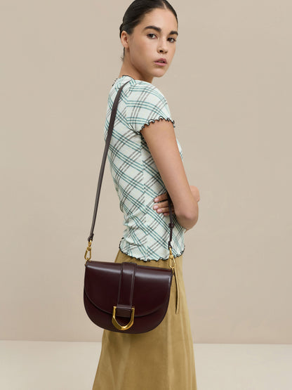 CHARLES & KEITH Recommended / Gabine Leather Saddle Bag - Plum