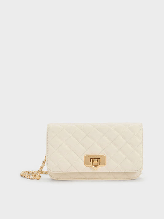 CHARLES & KEITH Best Price / Cressida Quilted Push-Lock Clutch - Cream