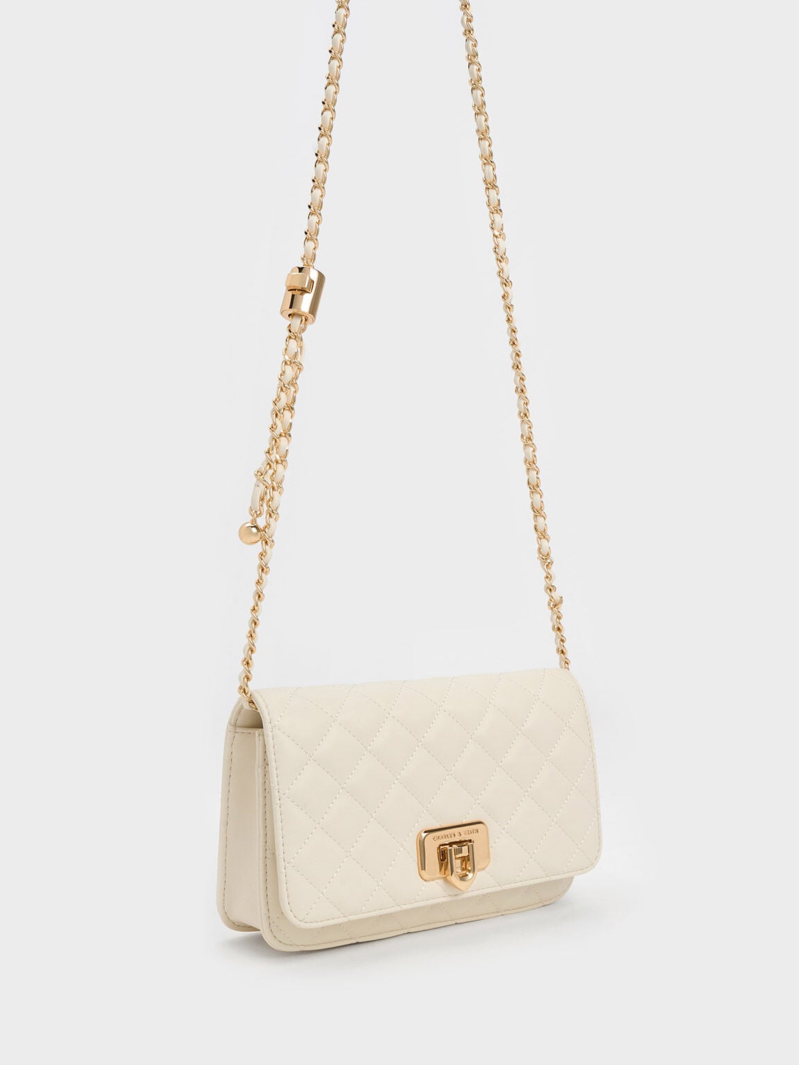 CHARLES & KEITH Best Price / Cressida Quilted Push-Lock Clutch - Cream