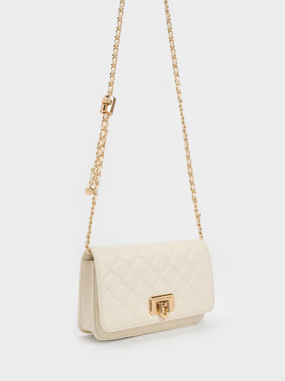 CHARLES & KEITH Best Price / Cressida Quilted Push-Lock Clutch - Cream