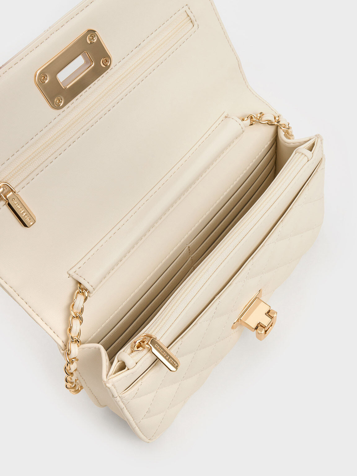 CHARLES & KEITH Best Price / Cressida Quilted Push-Lock Clutch - Cream