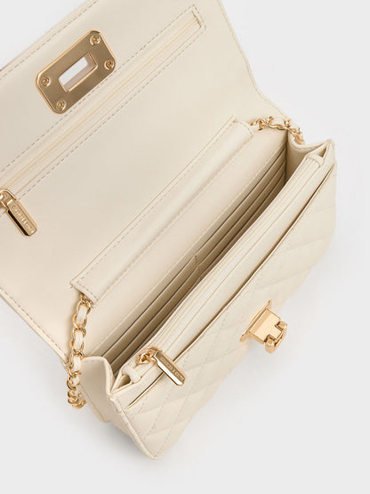 CHARLES & KEITH Best Price / Cressida Quilted Push-Lock Clutch - Cream