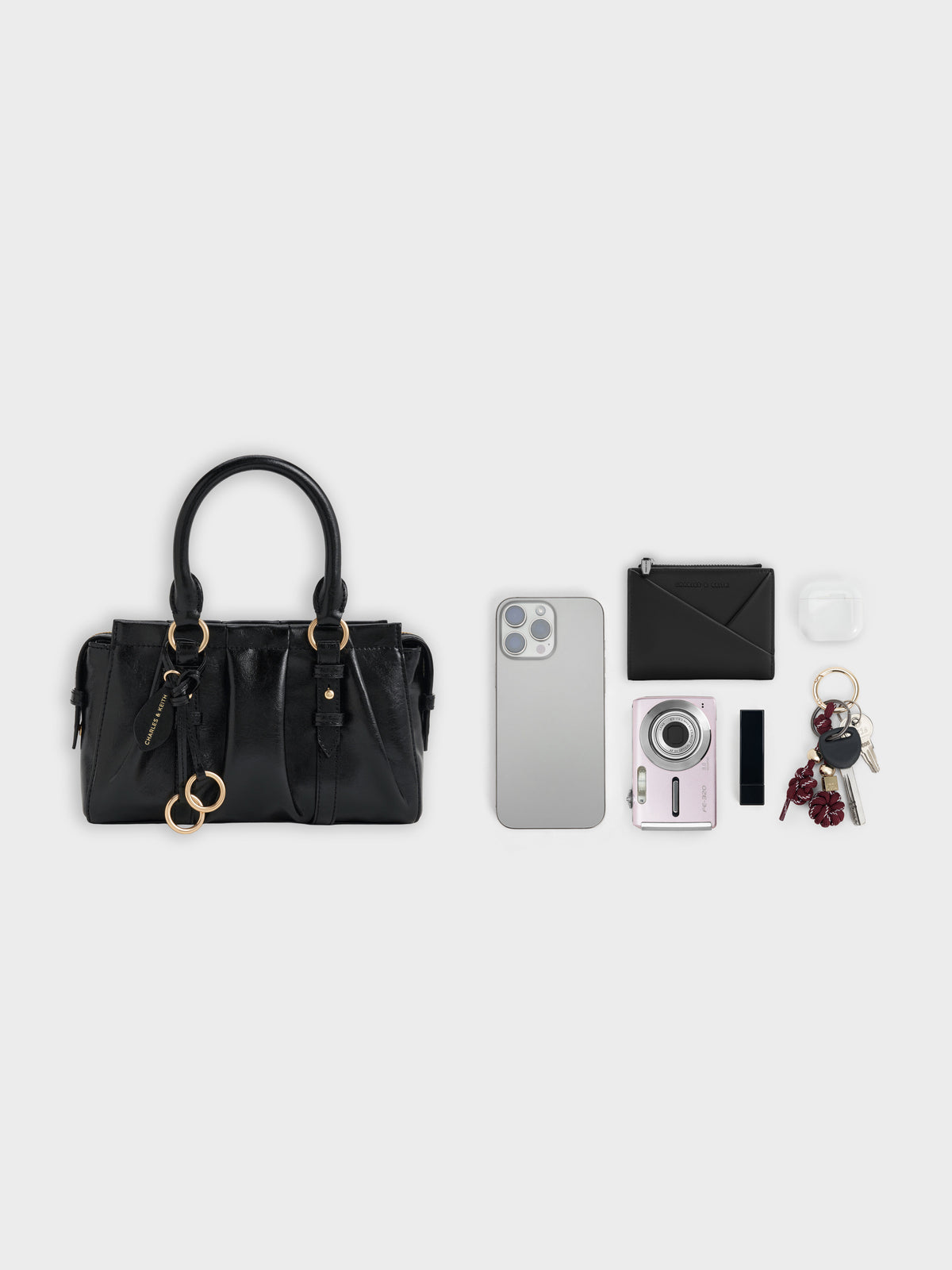 CHARLES & KEITH Latest / Britton Top Handle Tote Bag - Black