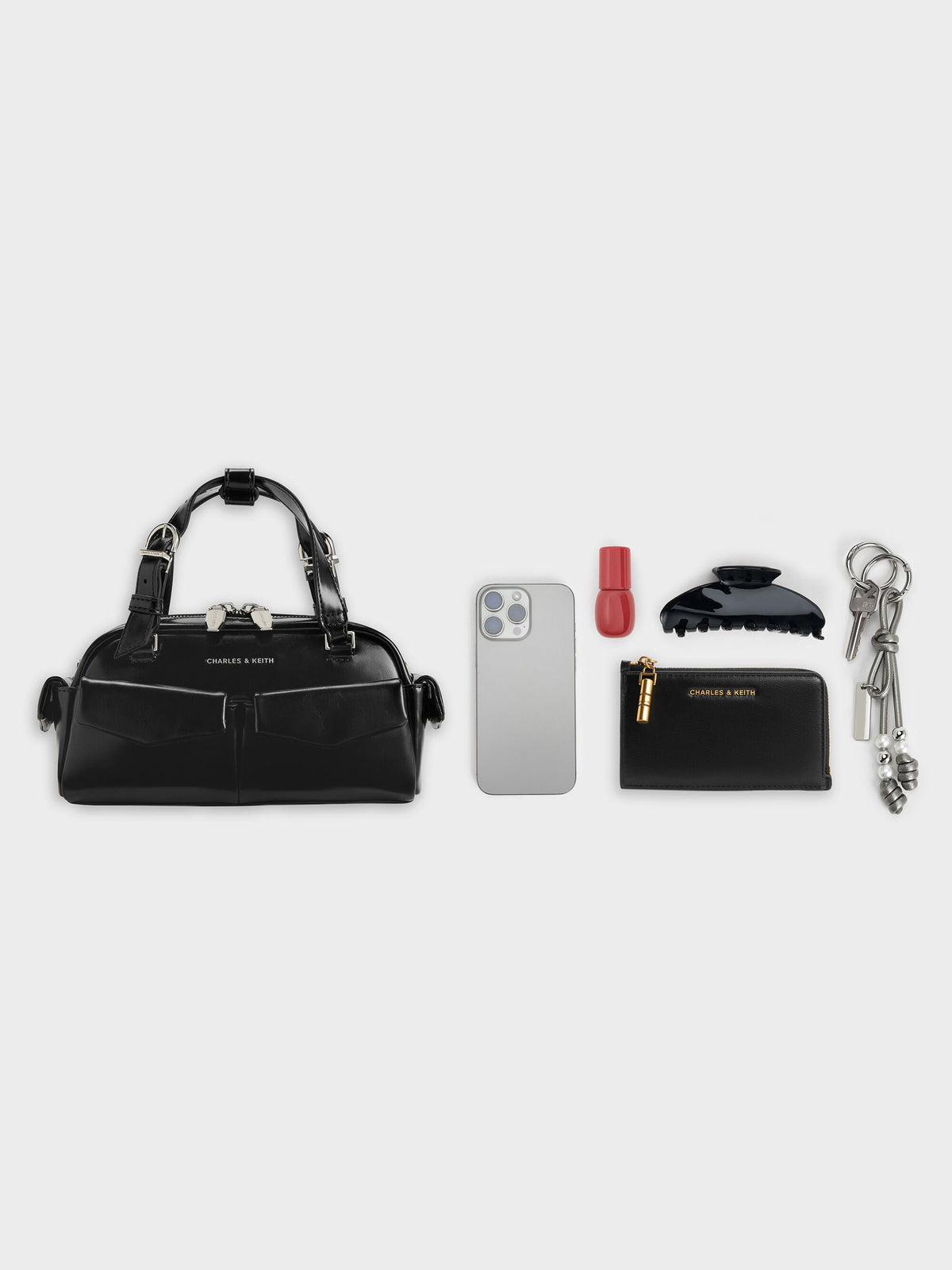 CHARLES & KEITH Trusted / Rachel Multi-Pocket Bowling Bag - Noir