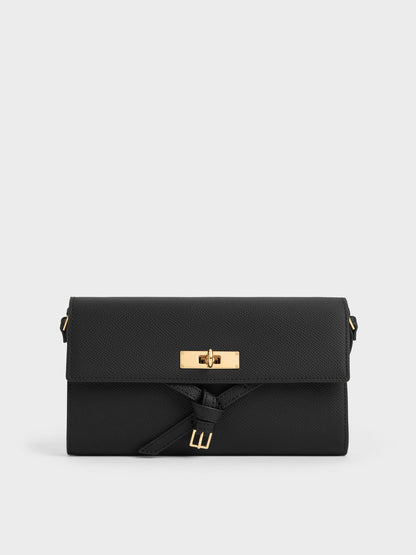 CHARLES & KEITH Special Offer / Tricha Knotted-Belt Crossbody Bag - Black
