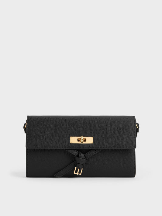 CHARLES & KEITH Special Offer / Tricha Knotted-Belt Crossbody Bag - Black