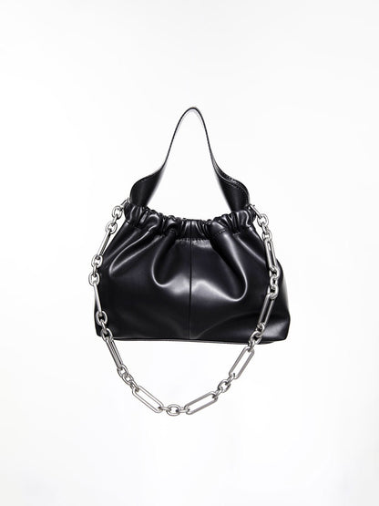 CHARLES & KEITH Hot Sale / Ally Ruched Chain-Handle Bag - Noir