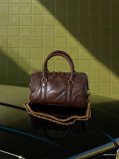 CHARLES & KEITH Best Price / Philomena Bowling Bag - Distressed Coffee