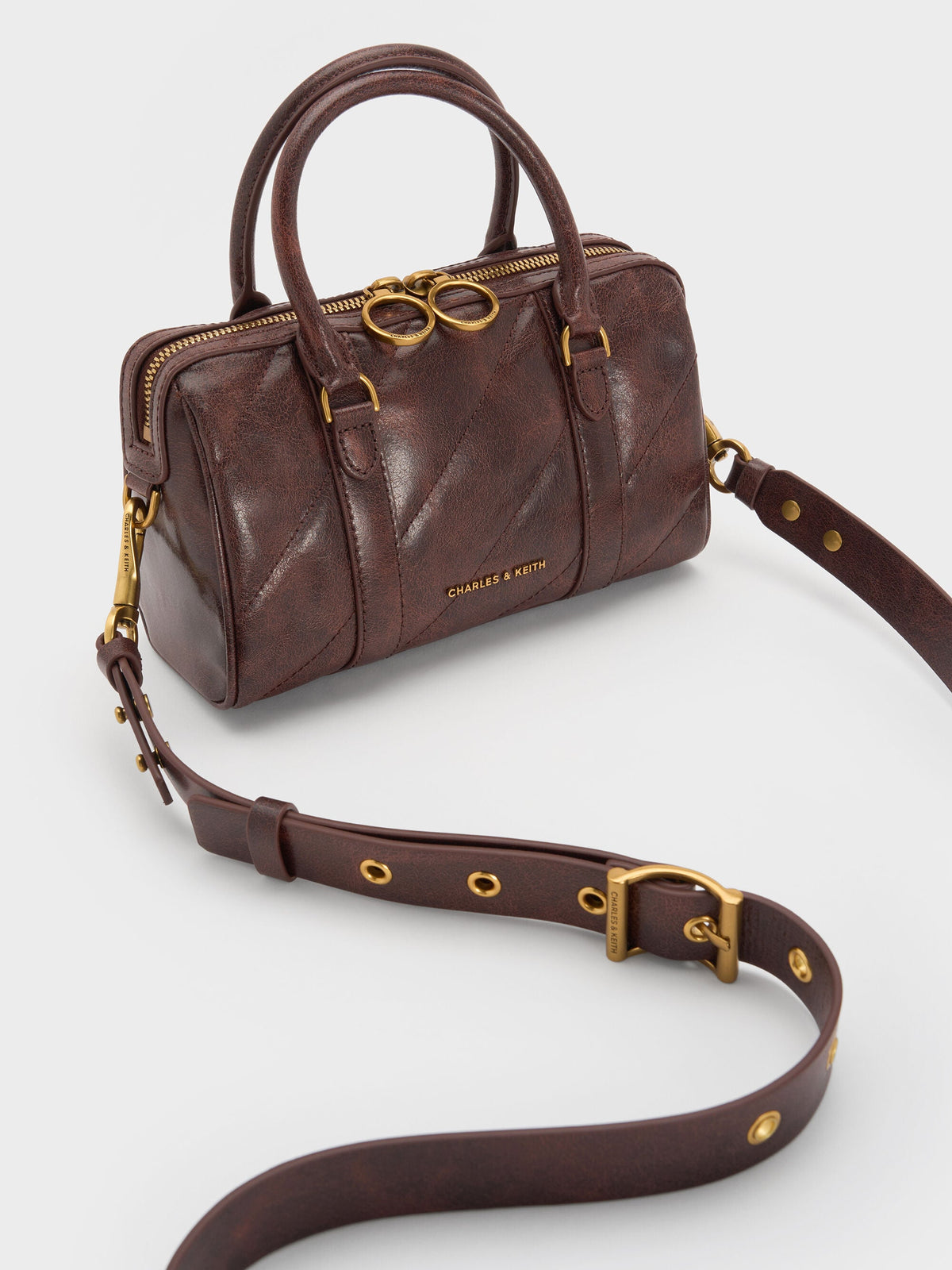 CHARLES & KEITH Best Price / Philomena Bowling Bag - Distressed Coffee