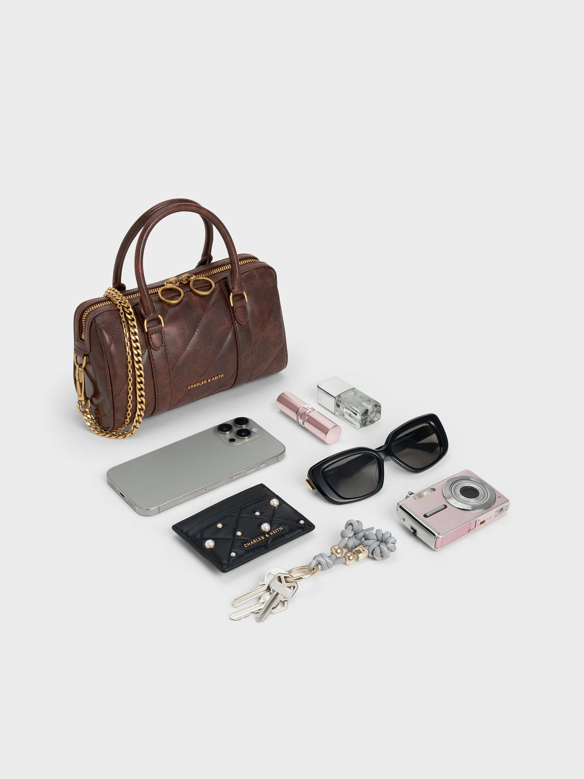 CHARLES & KEITH Best Price / Philomena Bowling Bag - Distressed Coffee