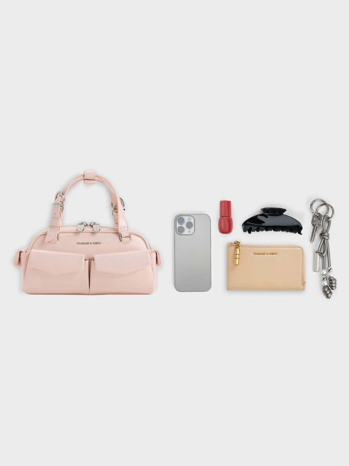 CHARLES & KEITH Best Price / Rachel Multi-Pocket Bowling Bag - Soft Pink