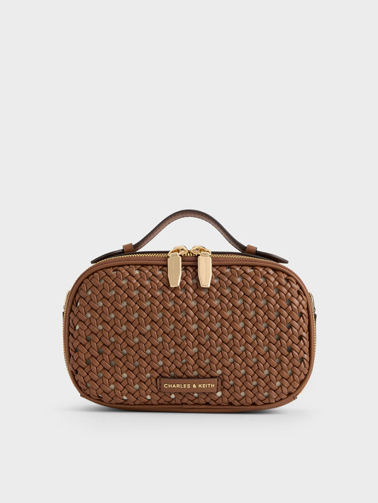 CHARLES & KEITH Value / Azure Woven Crossbody Bag - Chocolate
