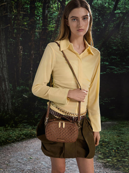 CHARLES & KEITH Value / Azure Woven Crossbody Bag - Chocolate