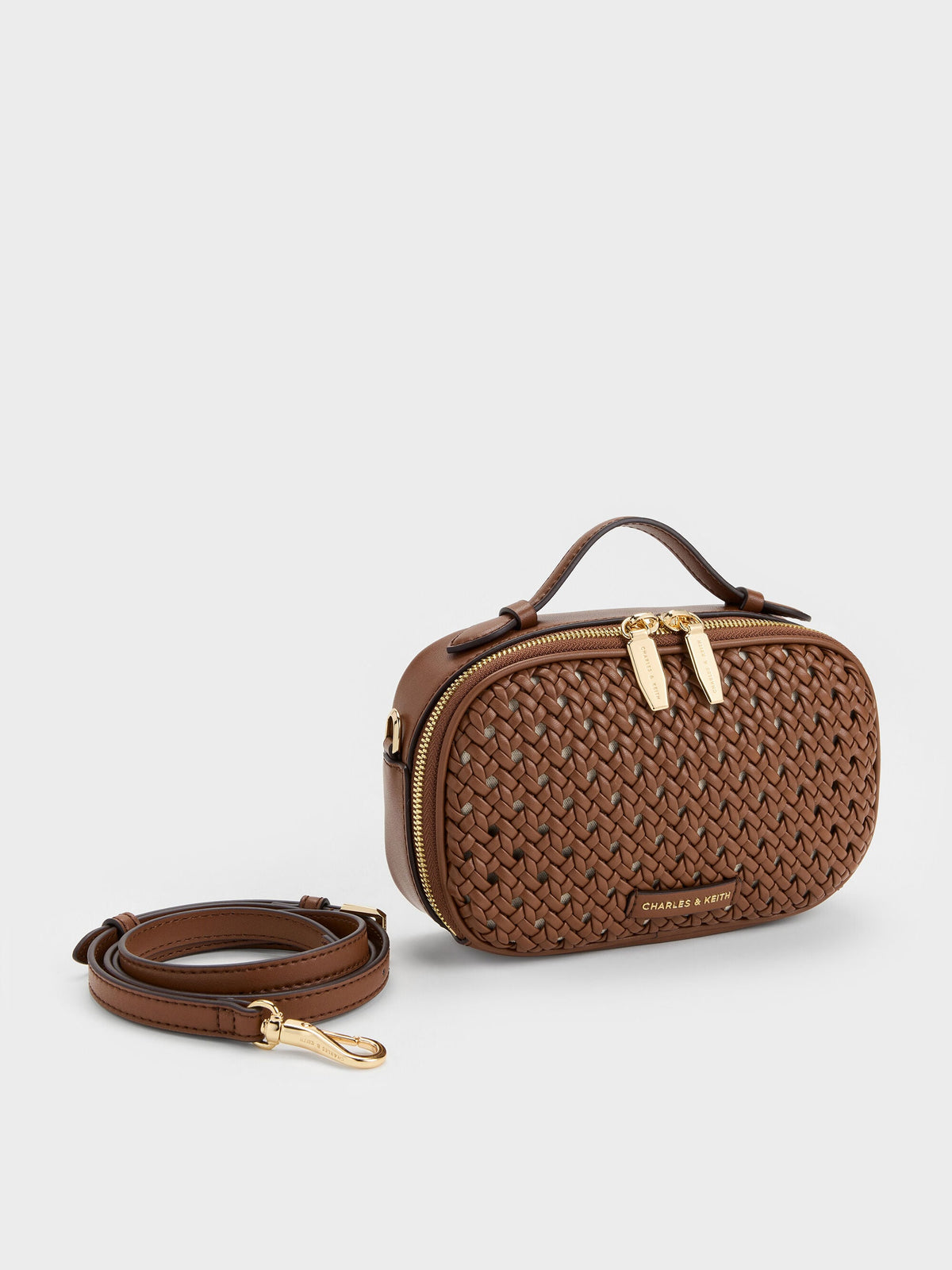 CHARLES & KEITH Value / Azure Woven Crossbody Bag - Chocolate