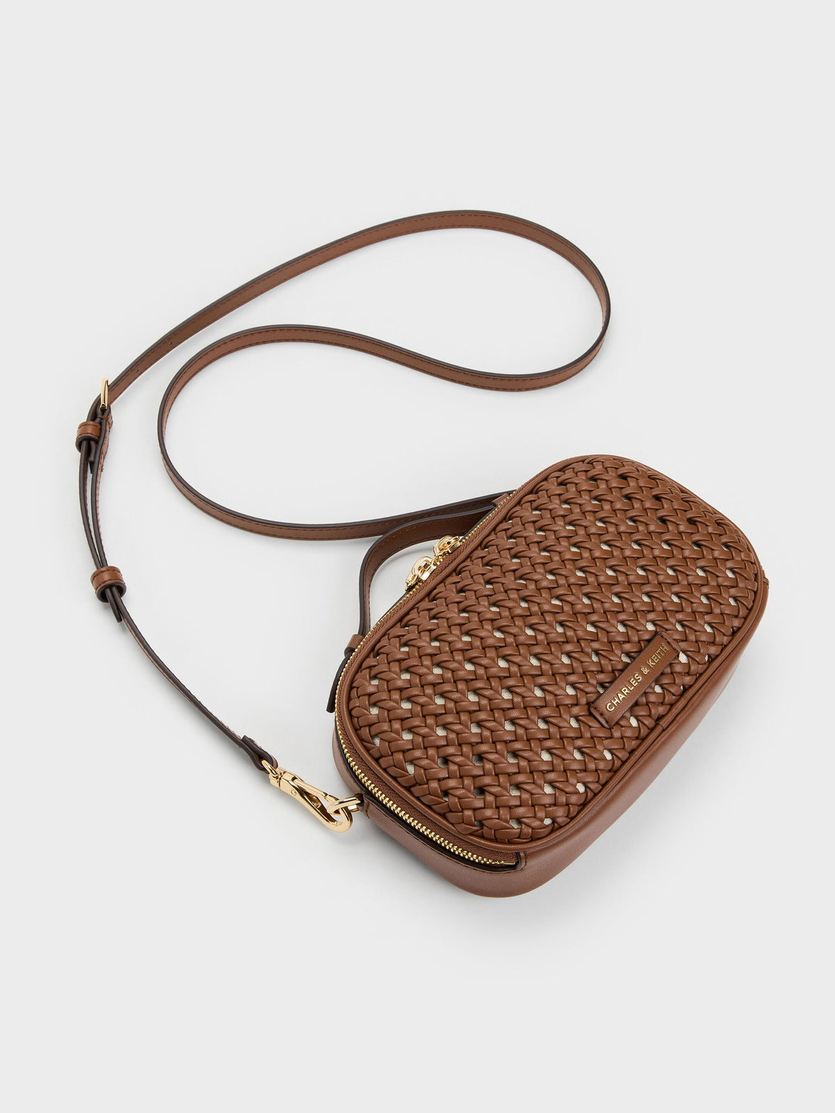 CHARLES & KEITH Value / Azure Woven Crossbody Bag - Chocolate