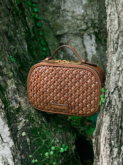 CHARLES & KEITH Value / Azure Woven Crossbody Bag - Chocolate