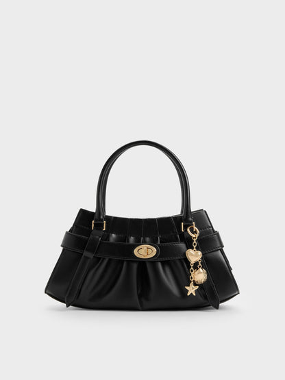 CHARLES & KEITH Best Seller / Isolde Belted Ruched Crossbody Bag - Black