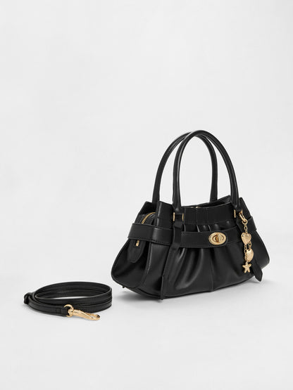 CHARLES & KEITH Best Seller / Isolde Belted Ruched Crossbody Bag - Black