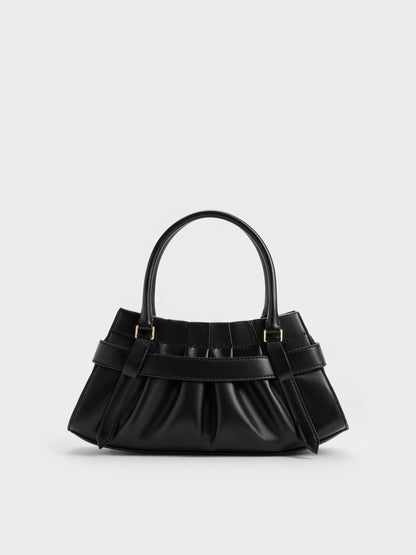 CHARLES & KEITH Best Seller / Isolde Belted Ruched Crossbody Bag - Black