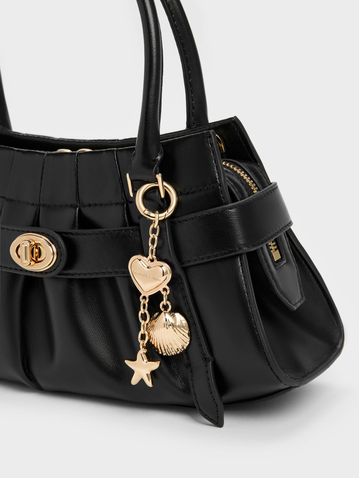 CHARLES & KEITH Best Seller / Isolde Belted Ruched Crossbody Bag - Black