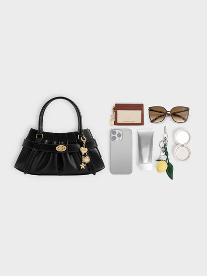 CHARLES & KEITH Best Seller / Isolde Belted Ruched Crossbody Bag - Black
