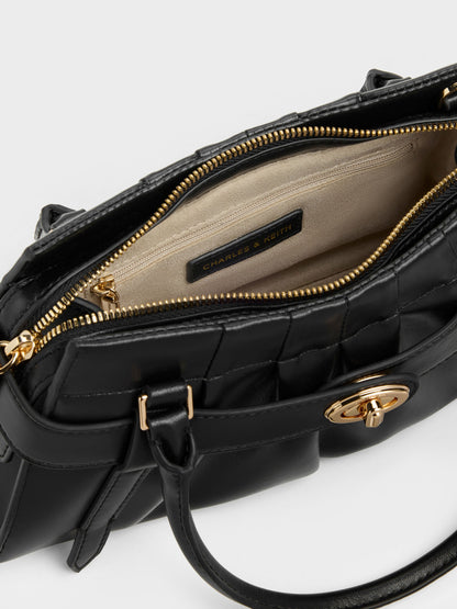 CHARLES & KEITH Best Seller / Isolde Belted Ruched Crossbody Bag - Black